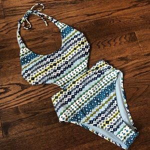 Aerie Boho Print Cut Out One Piece